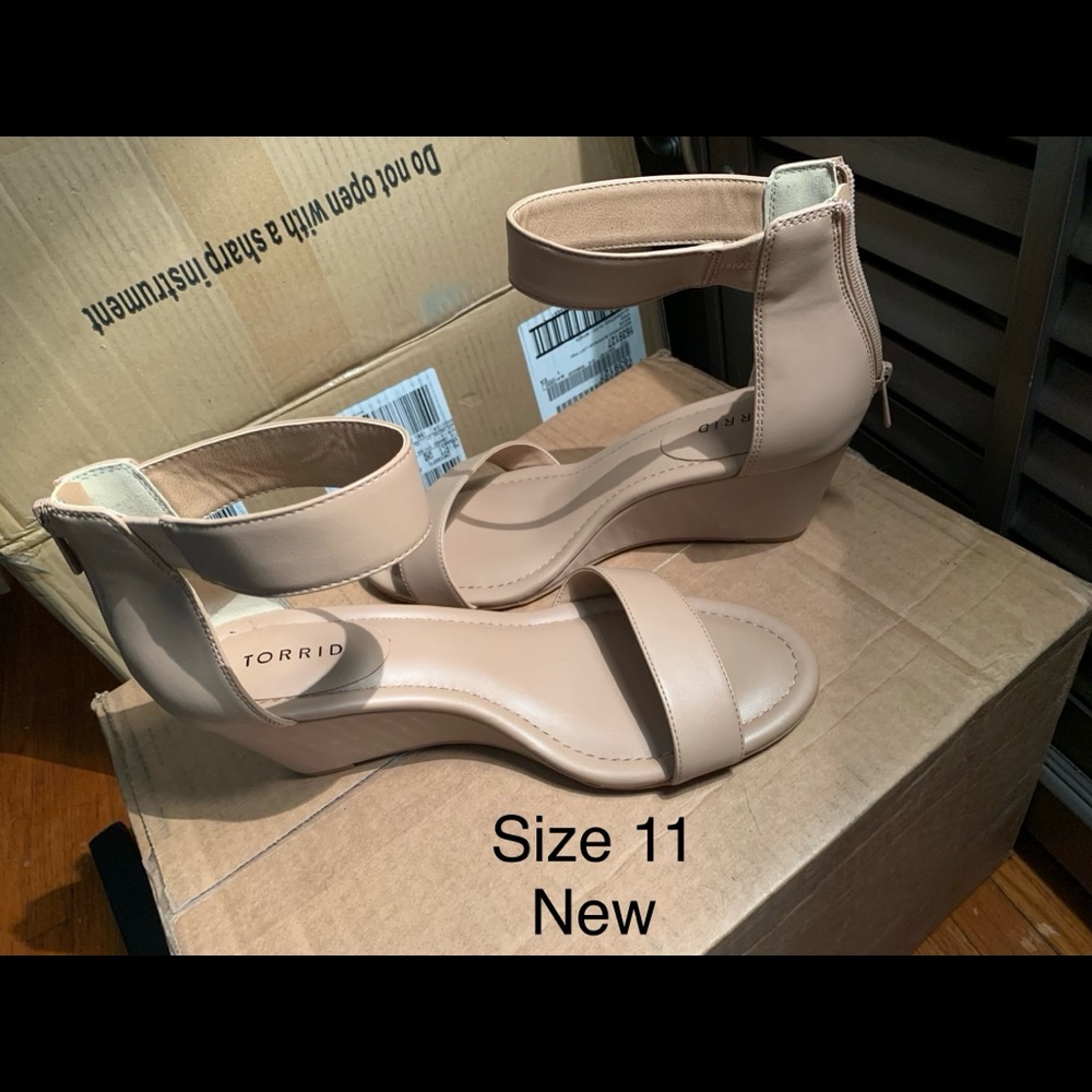 Torrid nude ankle strap wedge